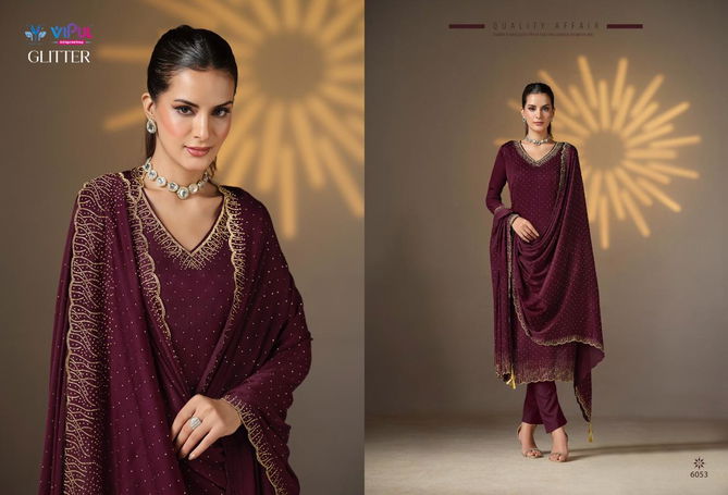 Glitter By Vipul Satin Chiffon Designer Salwar Kameez Wholesale Price In Surat